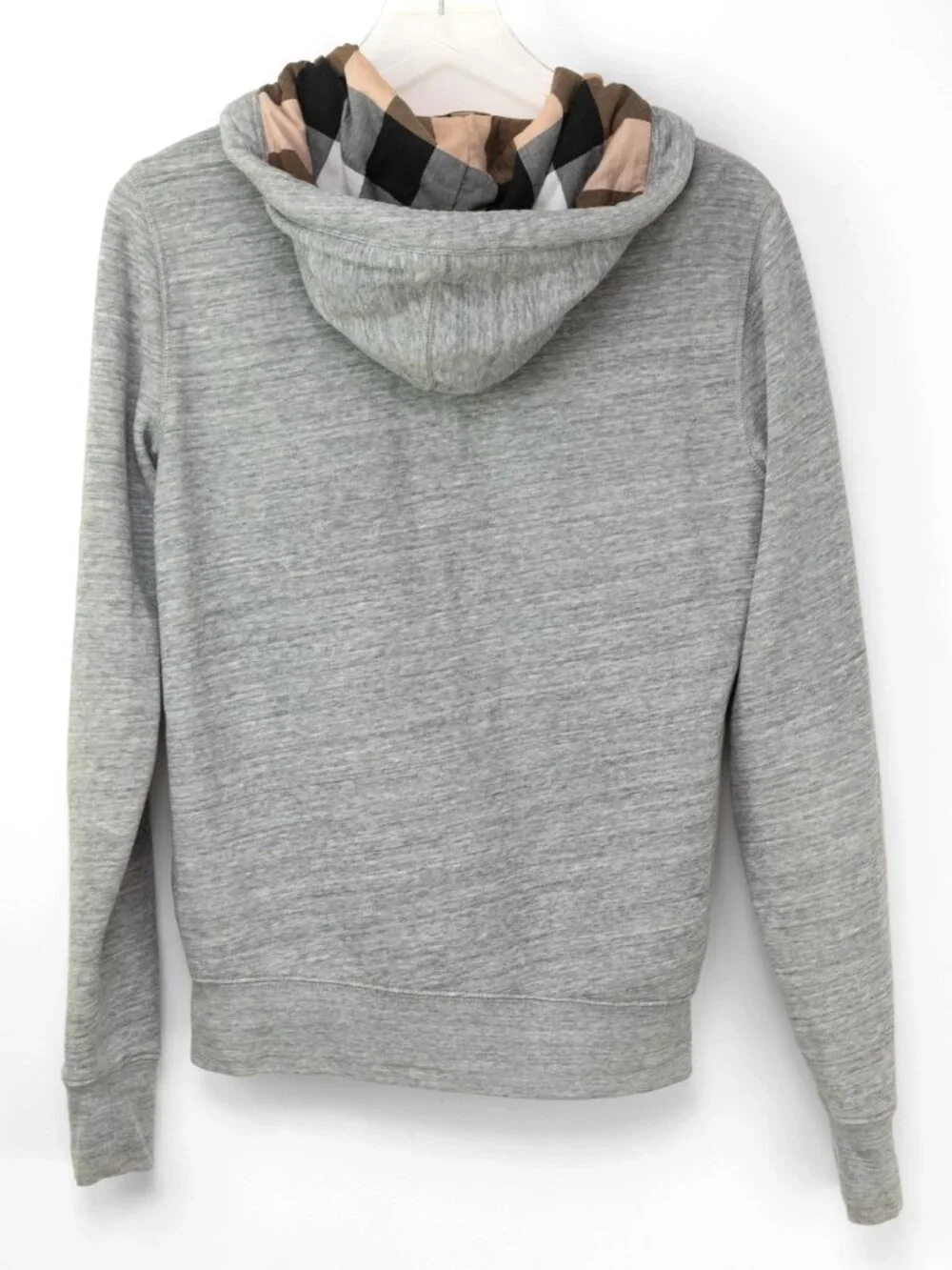 Burberry Brit Chester Hoodie Sweatshirt Full Zip Nova Check Hood Grey Small